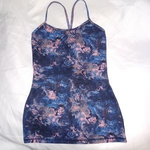 Lululemon Power Y Tank in Moody Mirage Bark Berry Deep Navy, *Luon Fabric* Sz 4.
